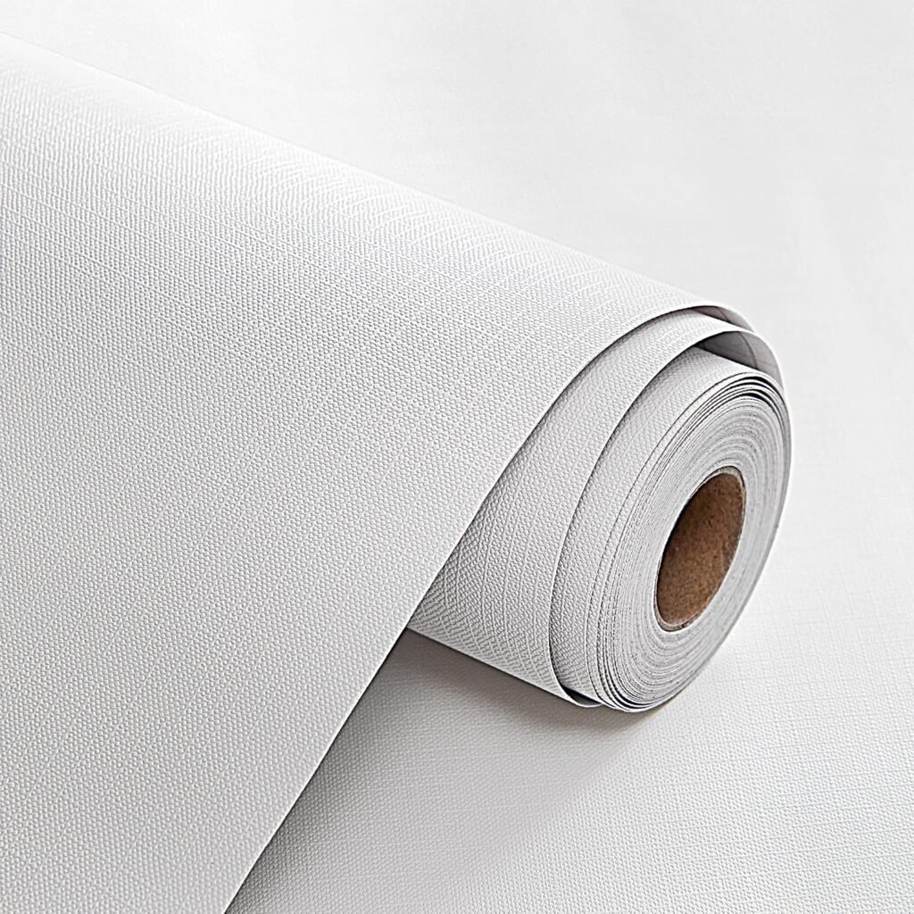 White Textured Peel-and-Stick Wallpaper Roll